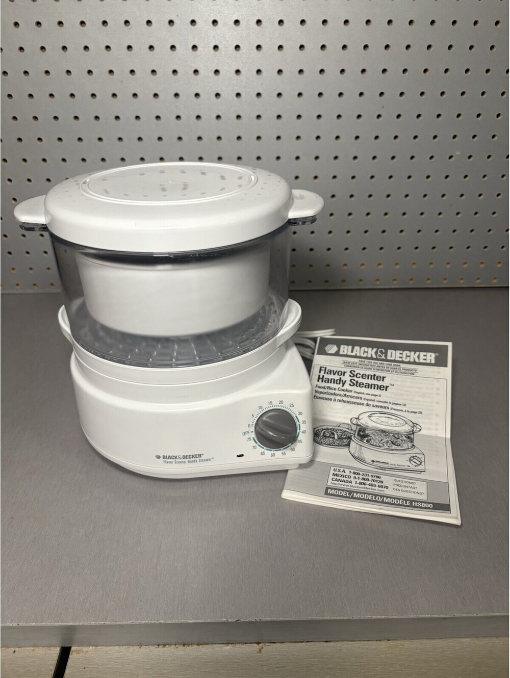 Black & Decker HS800 Flavor Scenter Handy Steamer Rice Cooker White Tested